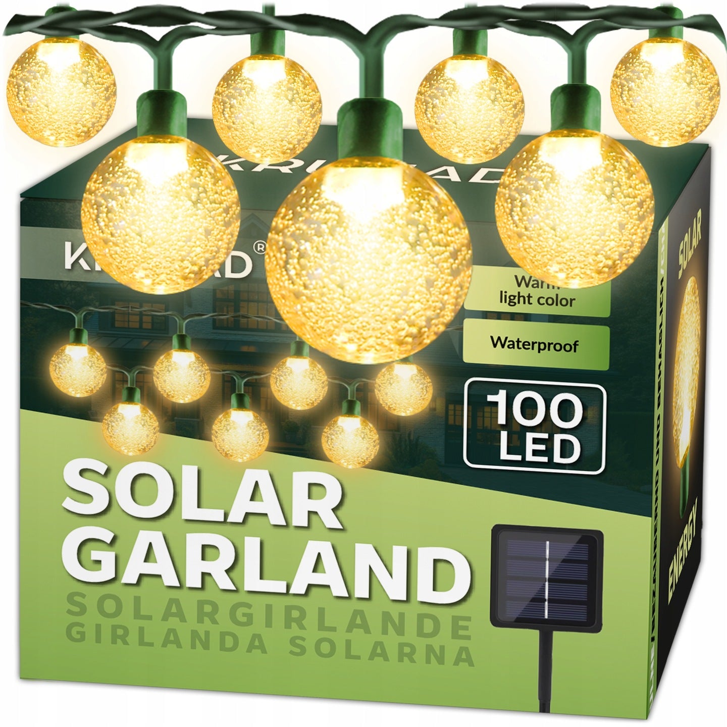 Girlanda Solarna Ogrodowa Lampki Solarne 100 x Żarówka LED na Balkon 14 m