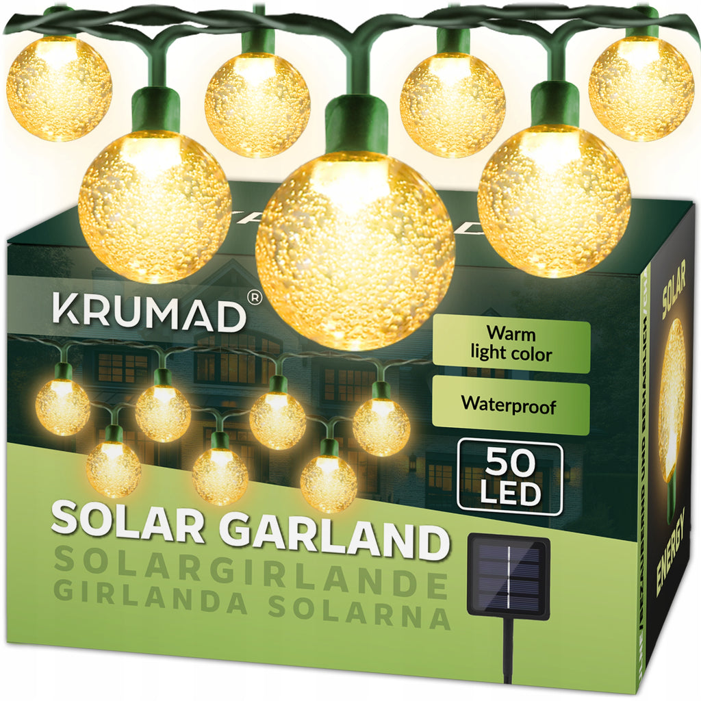 Girlanda Solarna Ogrodowa Lampki Solarne 50 x Żarówka LED na Balkon 7 m