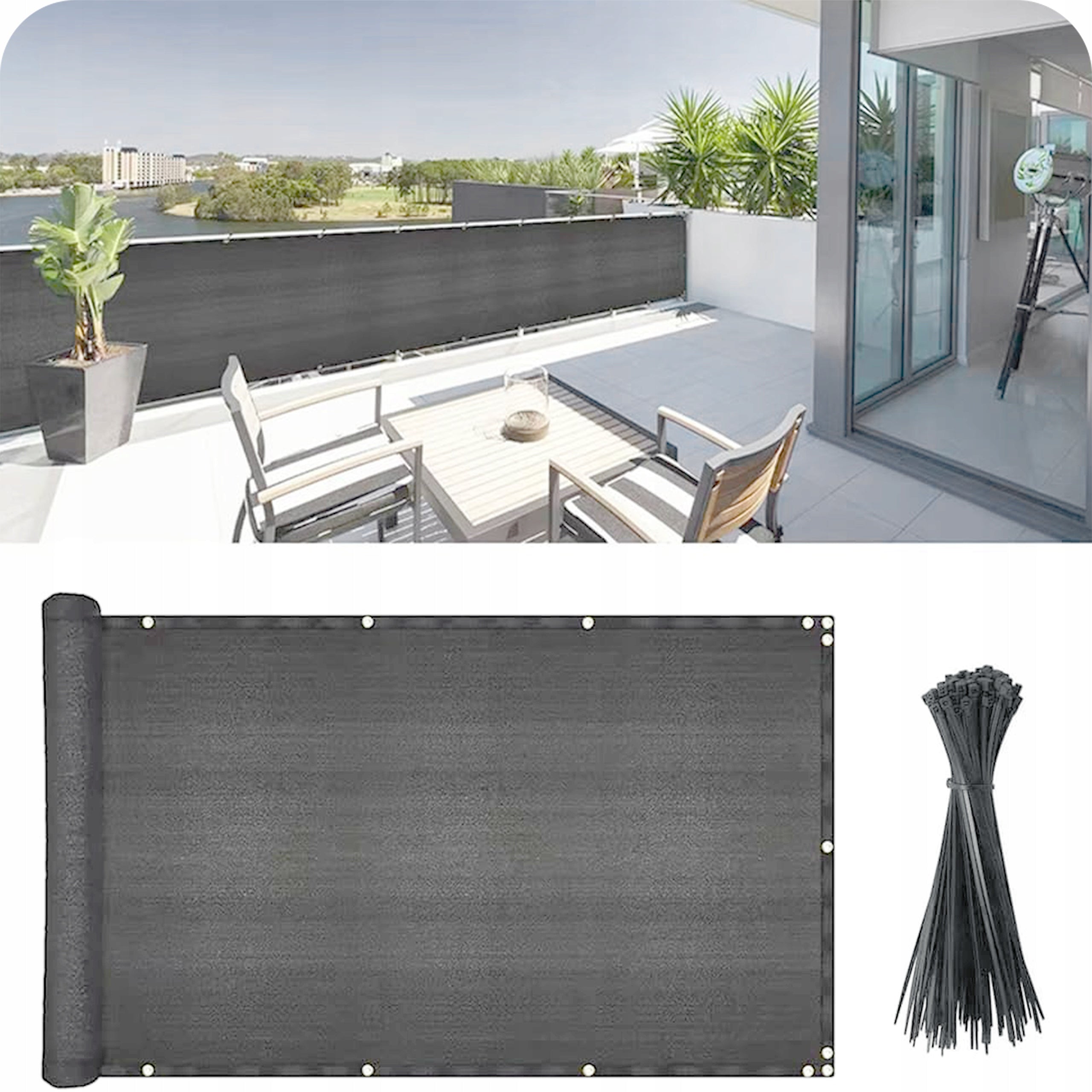 OSŁONA NA BALKON BALKONOWA TARAS SIATKA PRZECIWSŁONECZNA UV 95% 180g 1x7 m