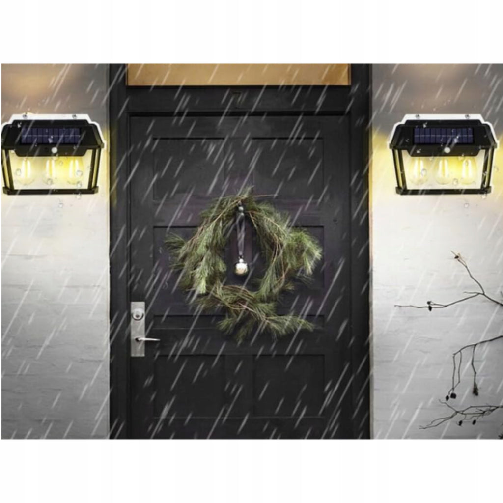 Lampa Solarna Latarnia Z Czujnikiem Zmierzchu Ruchu Elewacyjna Kinkiet 38W