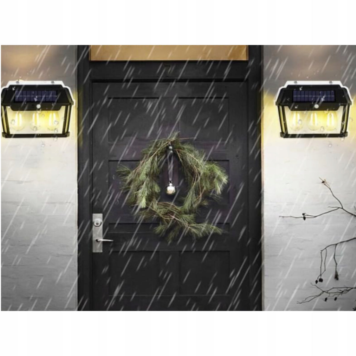 Lampa Solarna Latarnia Z Czujnikiem Zmierzchu Ruchu Elewacyjna Kinkiet 38W