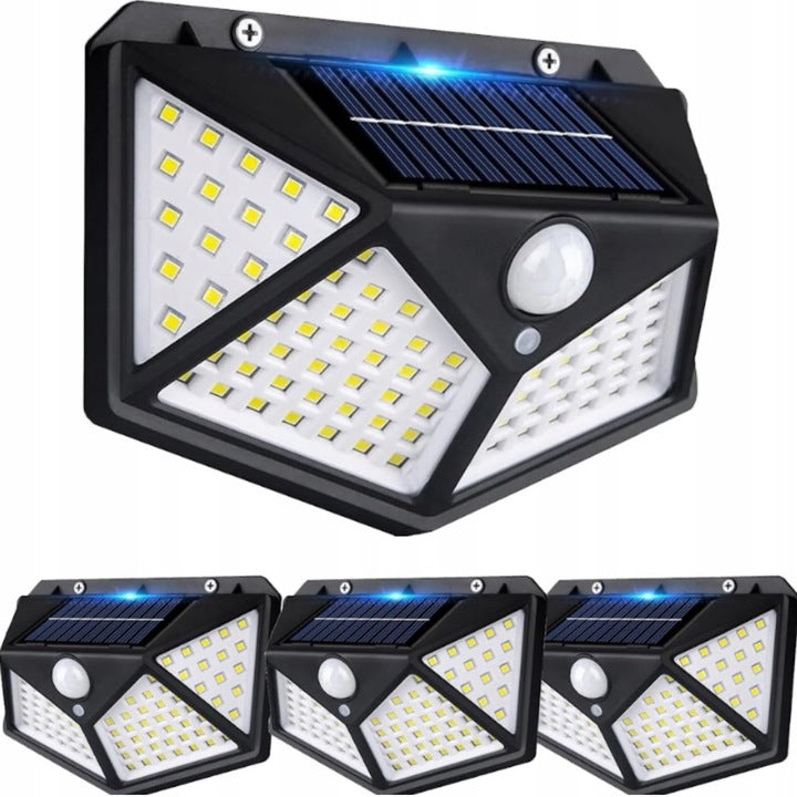 Lampa Solarna 100 Led Z Czujnikiem Zmierzchu Ruchu Elewacyjna Naścienna