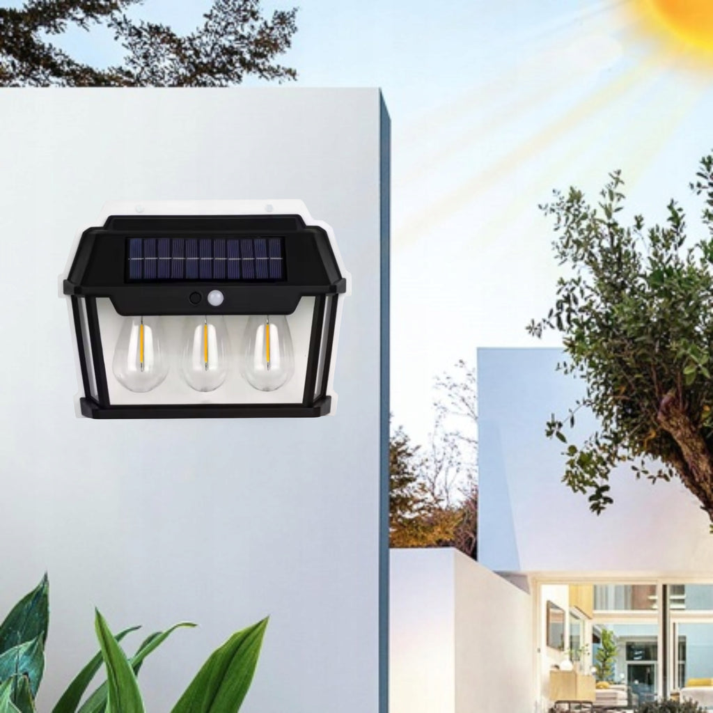 Lampa Solarna Latarnia Z Czujnikiem Zmierzchu Ruchu Elewacyjna Kinkiet 38W