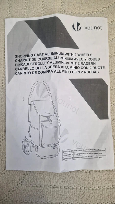 Markowy aluminiowy wózek zakupowy Vounot , lżejszy i solidniejszy od marketowych modeli.
