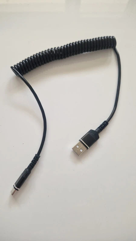 Kabel spiralny Usb-A – Usb-C czarny przewód do ładowania