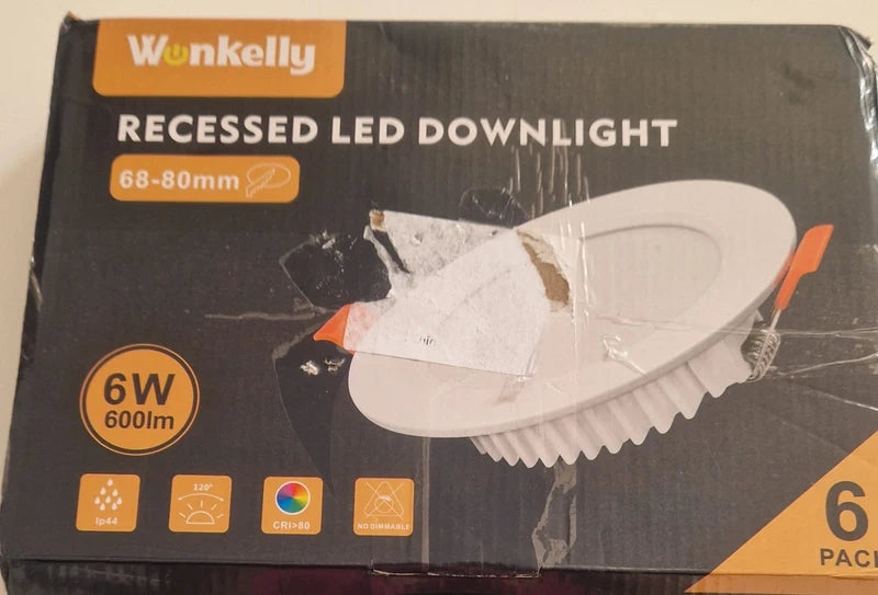 Wunkelly Oprawy LED wpuszczane 6W 3000K IP44 – komplet 6 szt.