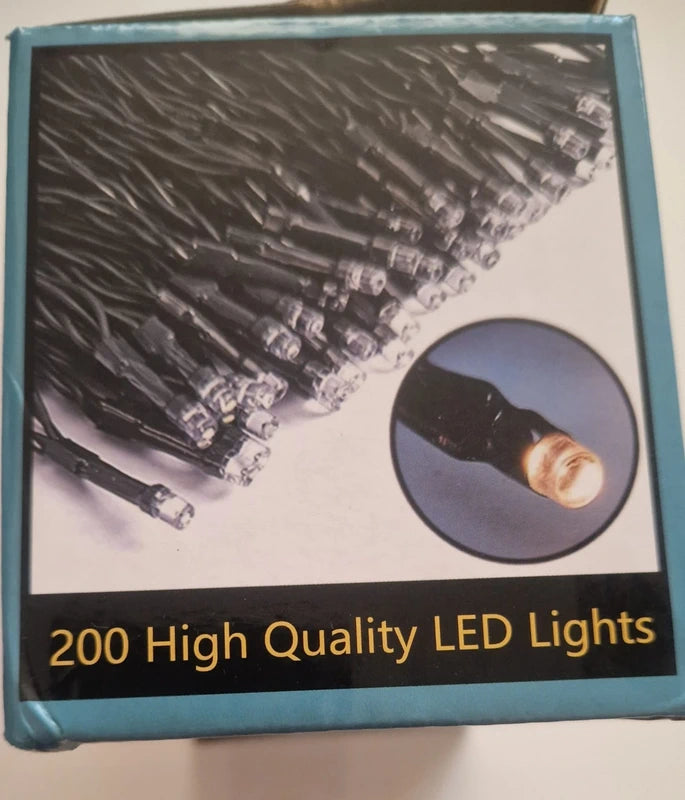Lampki LED – Siatka 200 LED 2 × 3 m | Ciepły biały | Pilot | 8 trybów świecenia