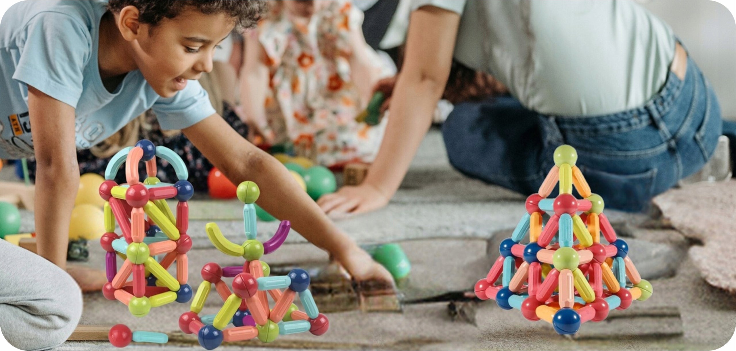 Klocki Magnetyczne Konstrukcyjne Edukacyjne Dla Dzieci Stick Patyczki 100El