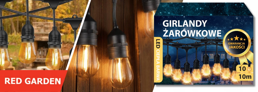 Girlanda Ogrodowa Świetlna Lampki Led 10m 10x Led Żarówki E27 Na Balkon