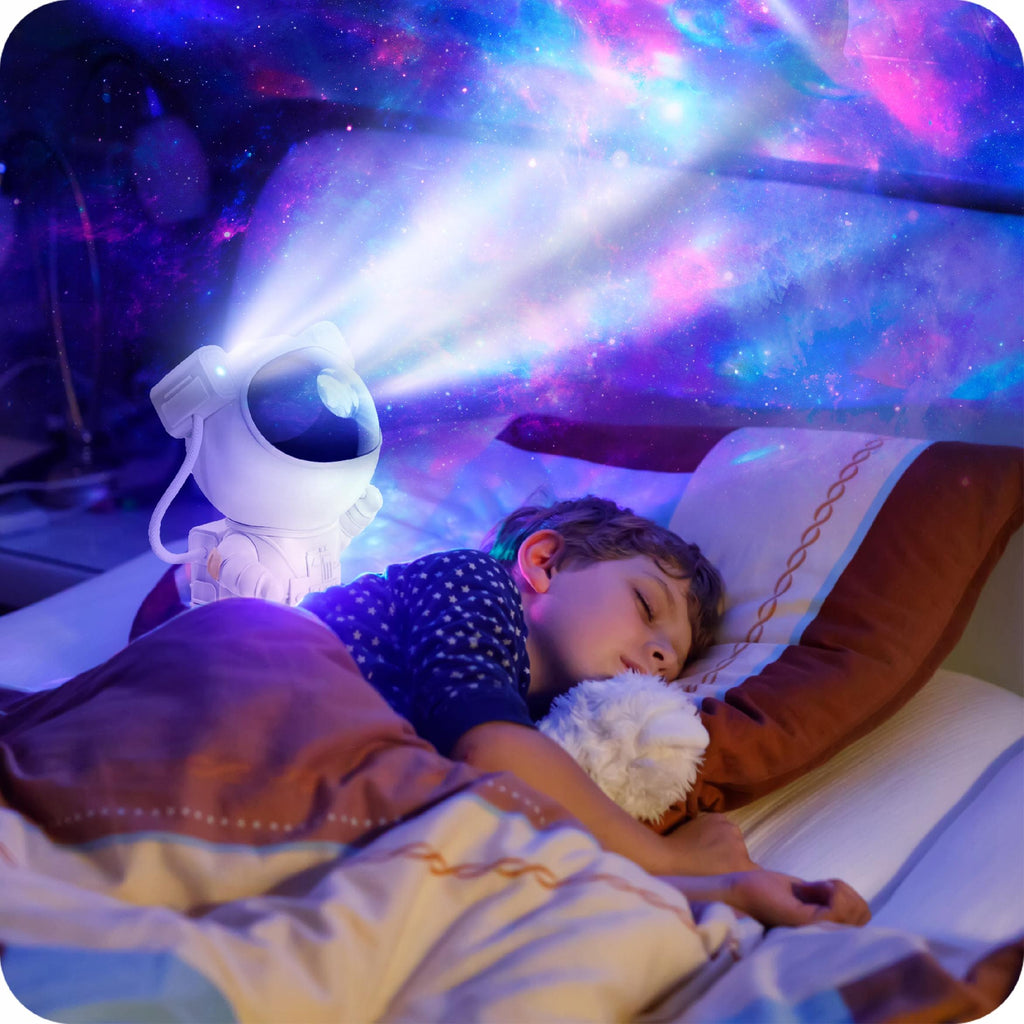 PROJEKTOR GWIAZD LAMPKA NOCNA LED ASTRONAUTA DLA DZIECI RZUTNIK PILOT 5 GEN