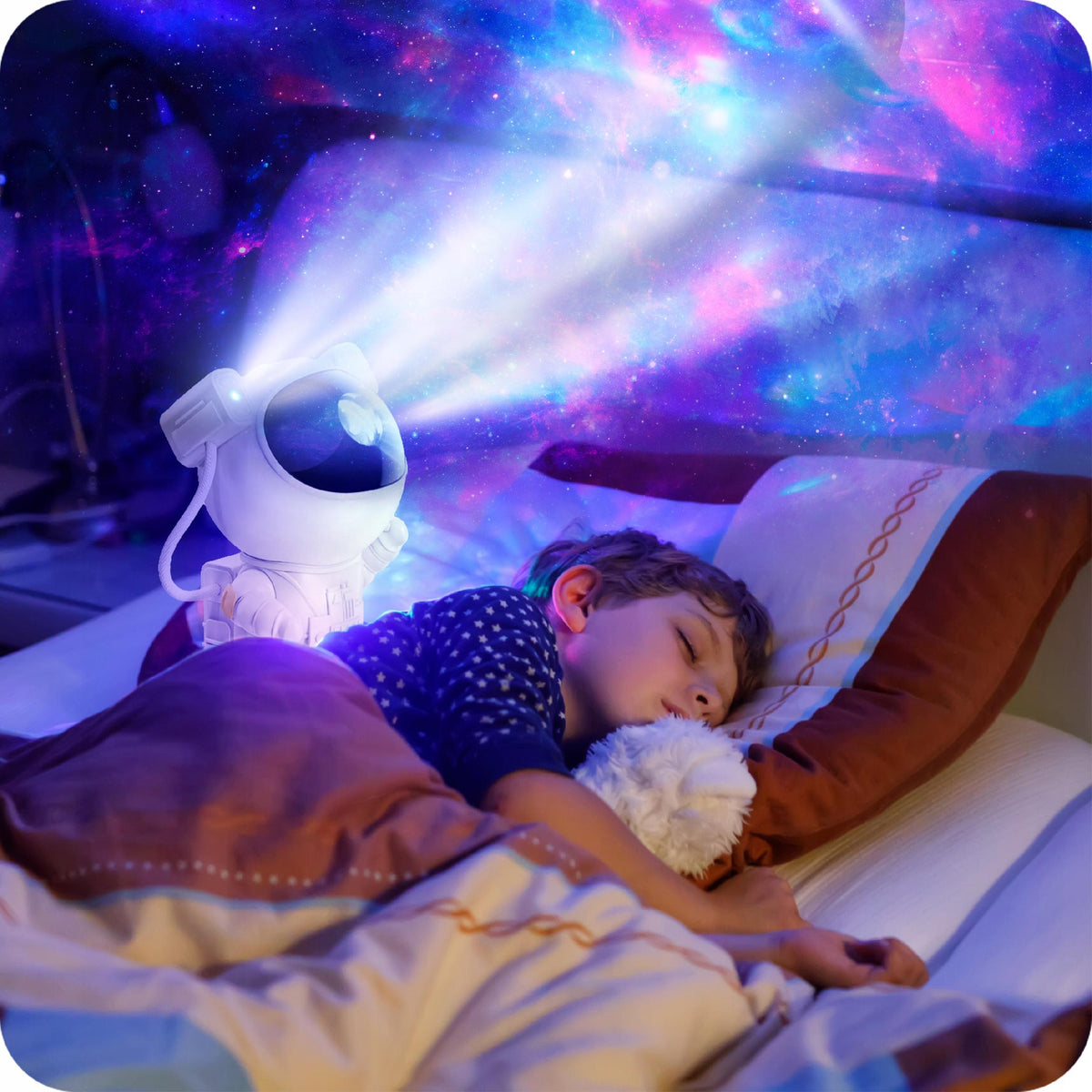 PROJEKTOR GWIAZD LAMPKA NOCNA LED ASTRONAUTA DLA DZIECI RZUTNIK PILOT 5 GEN