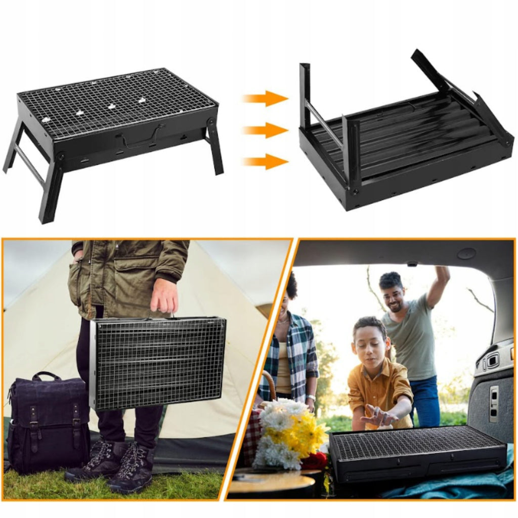 GRILL TURYSTYCZNY PRZENOŚNY WĘGLOWY SKŁADANY BBQ KEMPINGOWY WALIZKA GRIL