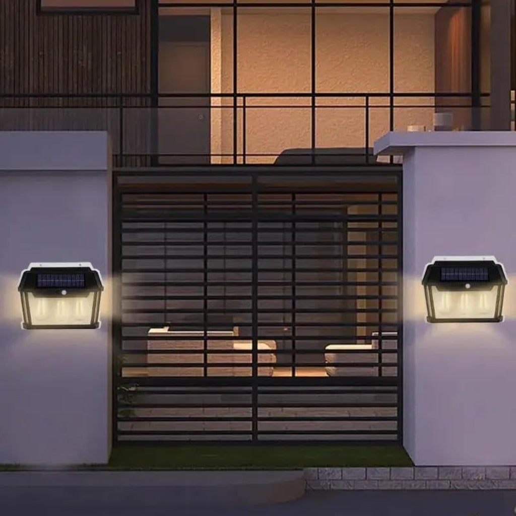 Lampa Solarna Latarnia Z Czujnikiem Zmierzchu Ruchu Elewacyjna Kinkiet 38W