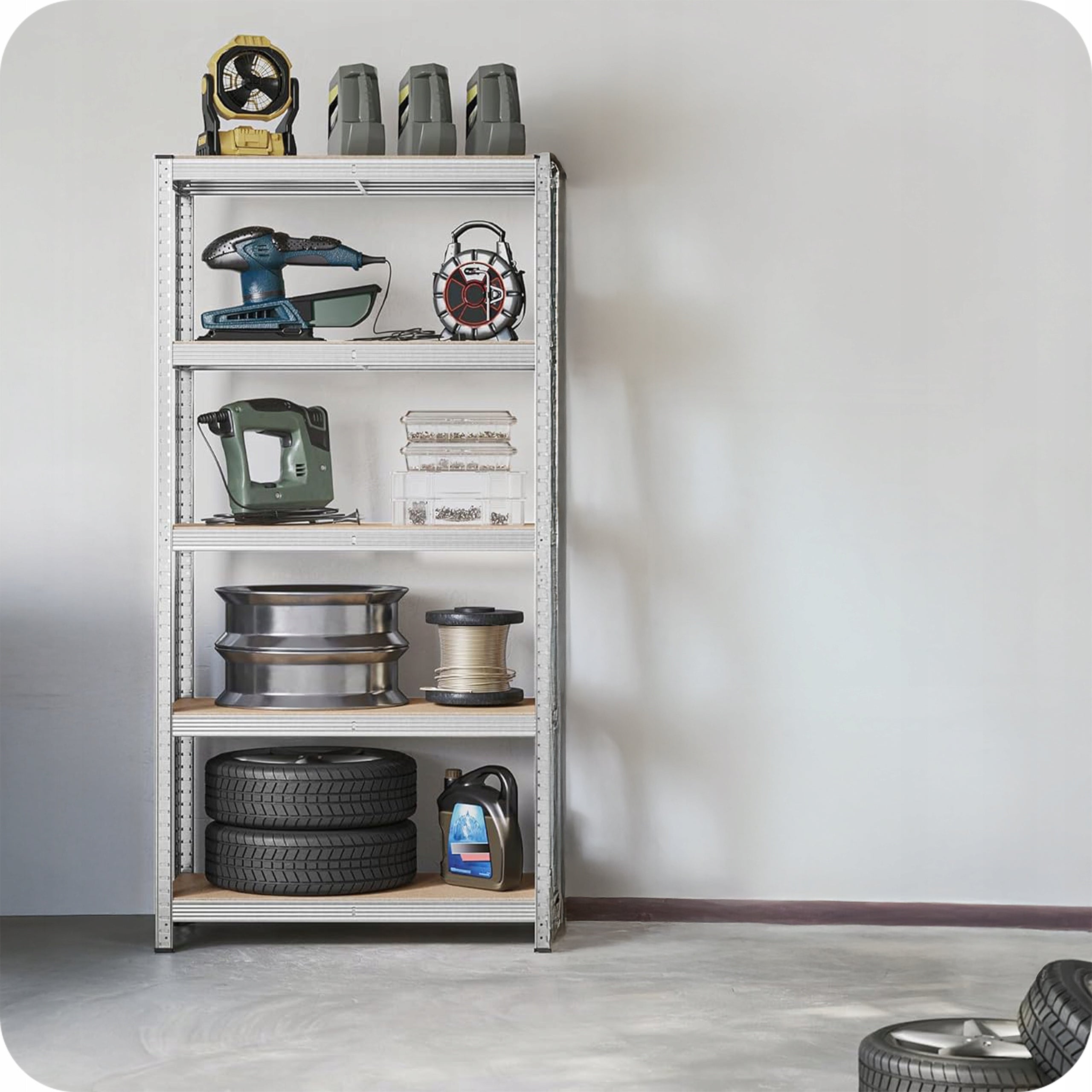 REGAŁ MAGAZYNOWY METALOWY DO GARAŻU PIWNICY 5 PÓŁEK 180x90x40 cm 875 kg