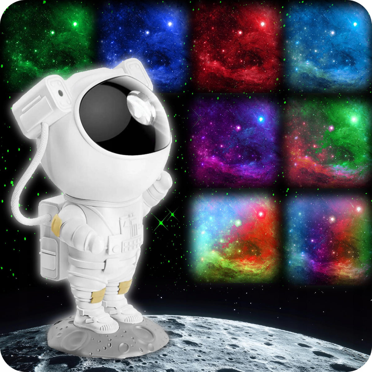 PROJEKTOR GWIAZD LAMPKA NOCNA LED ASTRONAUTA DLA DZIECI RZUTNIK PILOT 5 GEN