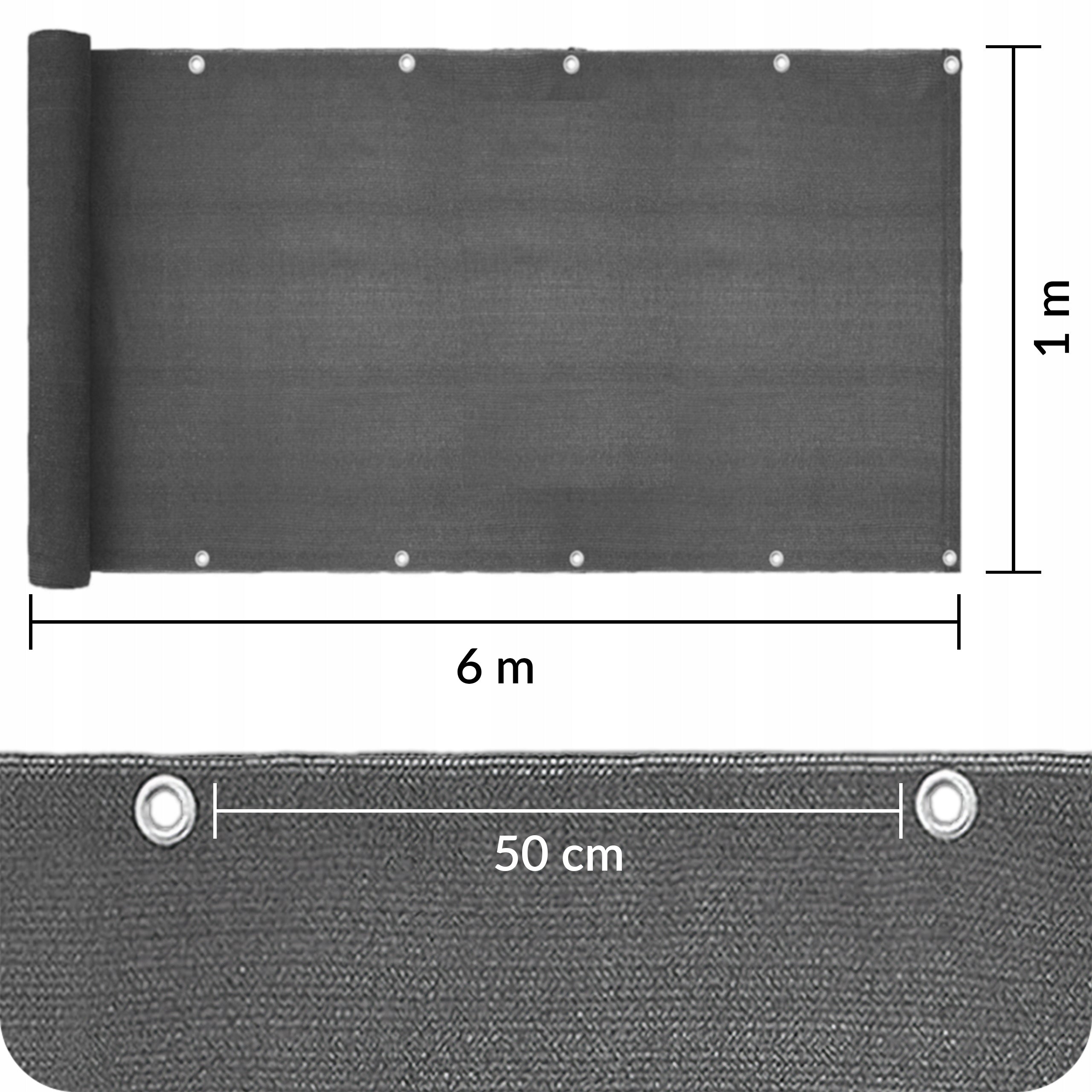 OSŁONA NA BALKON BALKONOWA TARAS SIATKA PRZECIWSŁONECZNA UV 95% 180g 1x6 m