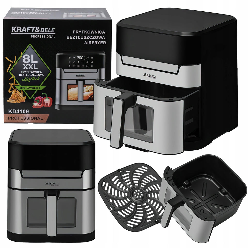 Frytkownica Beztłuszczowa LED AIRFRYER 8L 2200W XXL 10 Trybów Gotowania