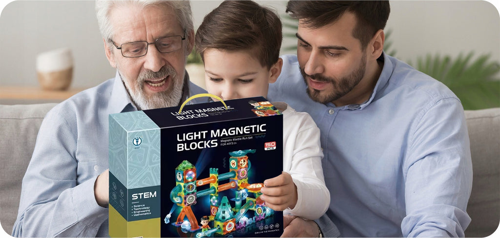 Klocki Magnetyczne Świecące Konstrukcyjne Edukacyjne Dla Dzieci Tor 150el