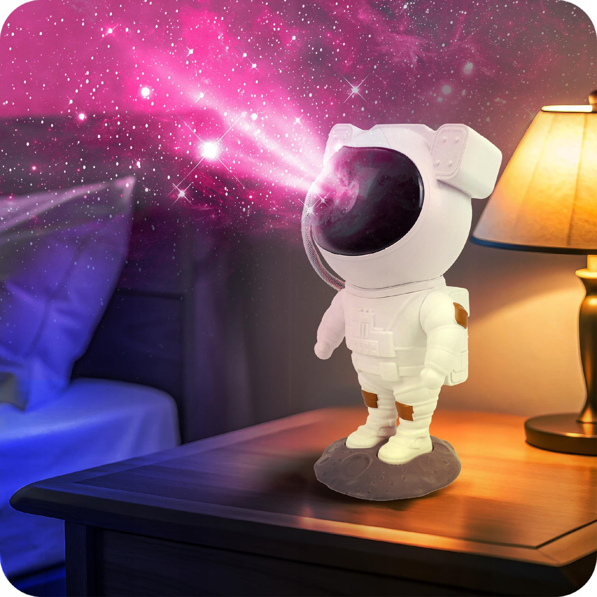 PROJEKTOR GWIAZD LAMPKA NOCNA LED ASTRONAUTA DLA DZIECI RZUTNIK PILOT 5 GEN