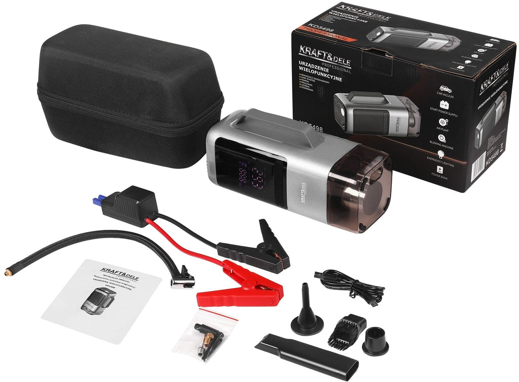 URZĄDZENIE WIELOFUNKCYJNE ODKURZACZ / JUMP-STARTER / POMPKA / DMUCHAWA / LATARKA / POWERBANK KD5498