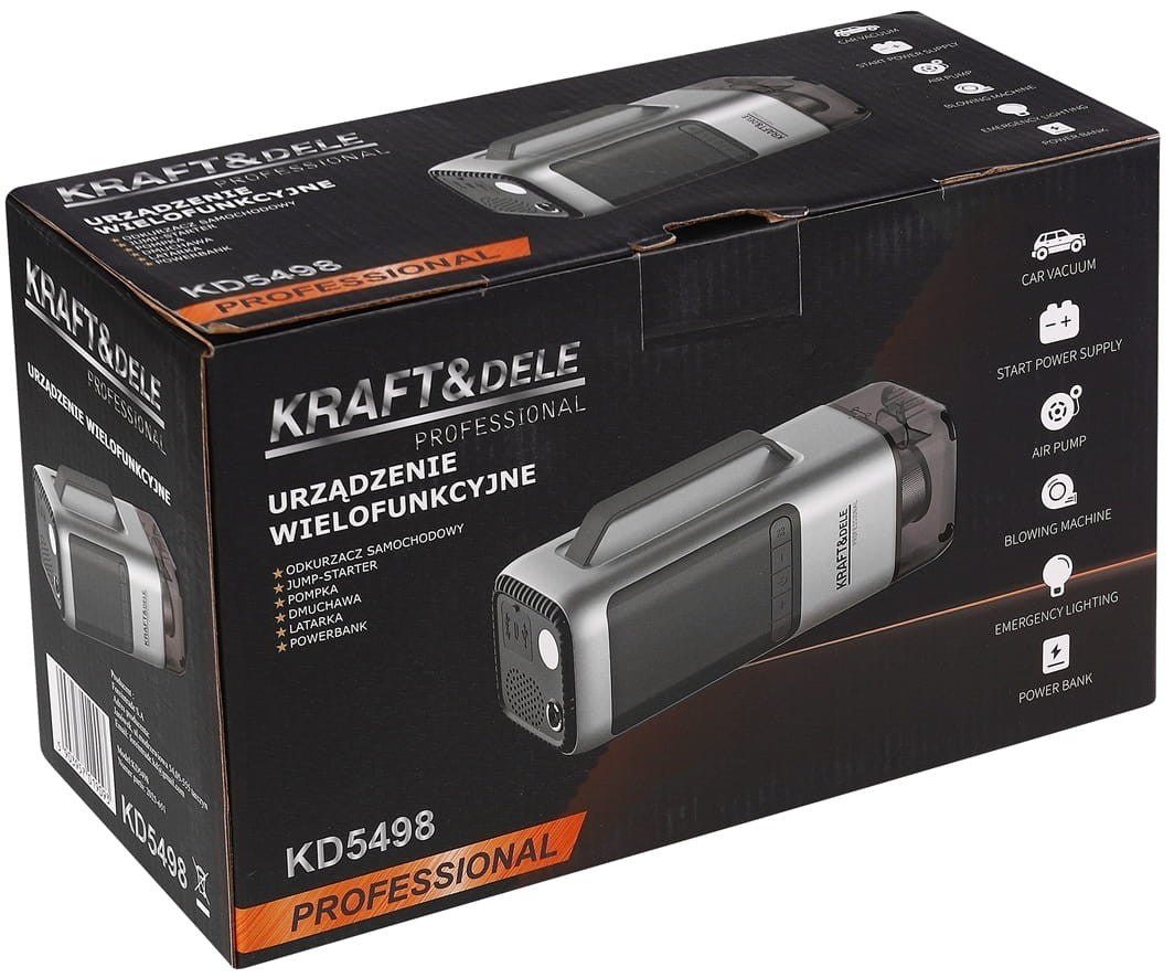 URZĄDZENIE WIELOFUNKCYJNE ODKURZACZ / JUMP-STARTER / POMPKA / DMUCHAWA / LATARKA / POWERBANK KD5498
