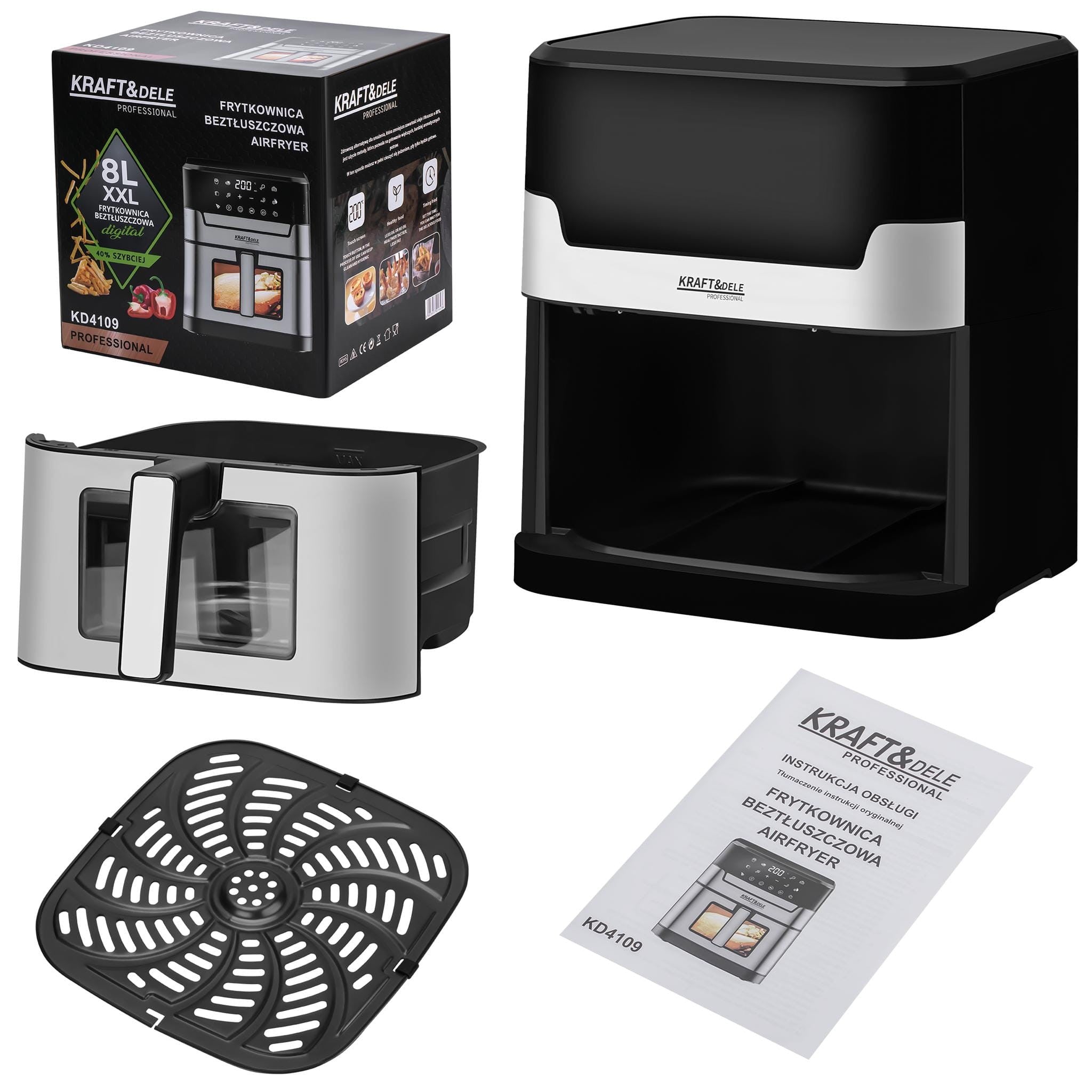FRYTKOWNICA BEZTŁUSZCZOWA 8L AIRFRYER KD4109