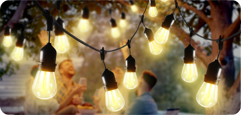 Girlanda Ogrodowa LED Świetlna Lampki Ogrodowe Łańcuch 15m x E27 Żarówka 1W