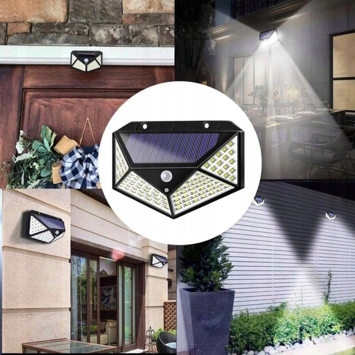 Lampa Solarna 100 Led Z Czujnikiem Zmierzchu Ruchu Elewacyjna Naścienna