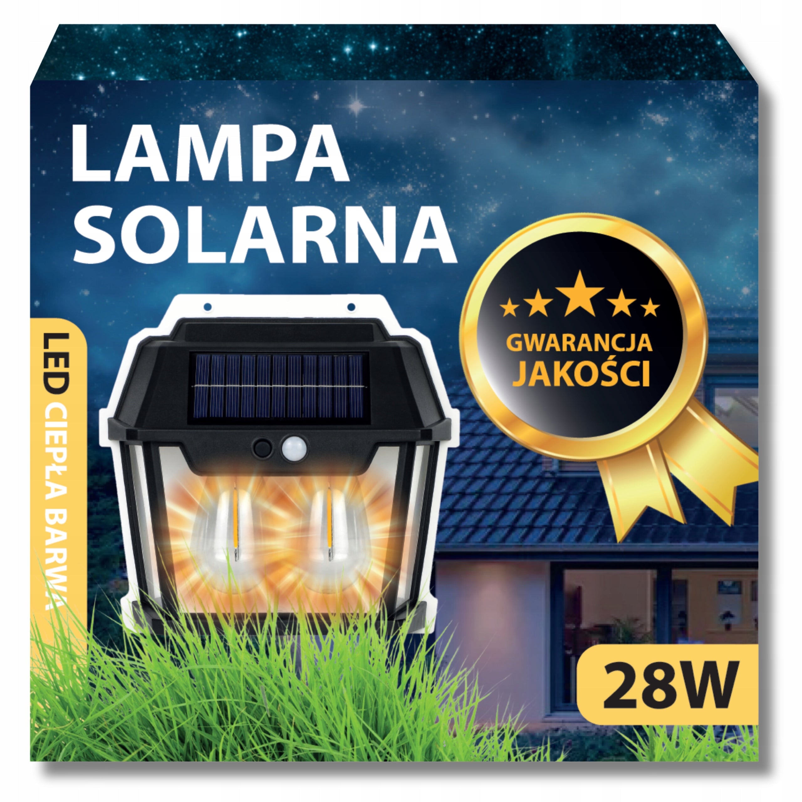 Lampa Solarna Latarnia Z Czujnikiem Zmierzchu Ruchu Elewacyjna Kinkiet