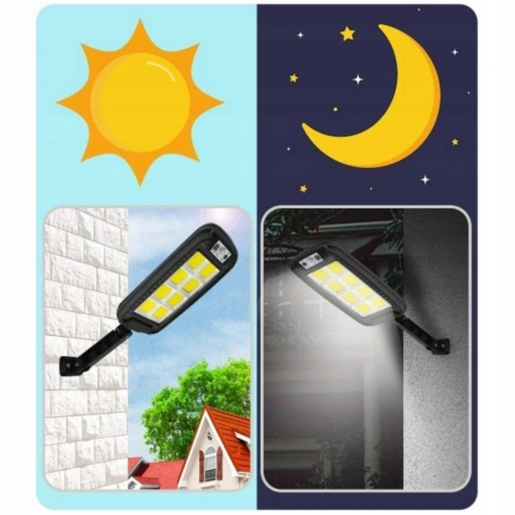 Lampa Solarna Led Z Czujnikiem Ruchu I Zmierzchu Zewnętrzna + Pilot