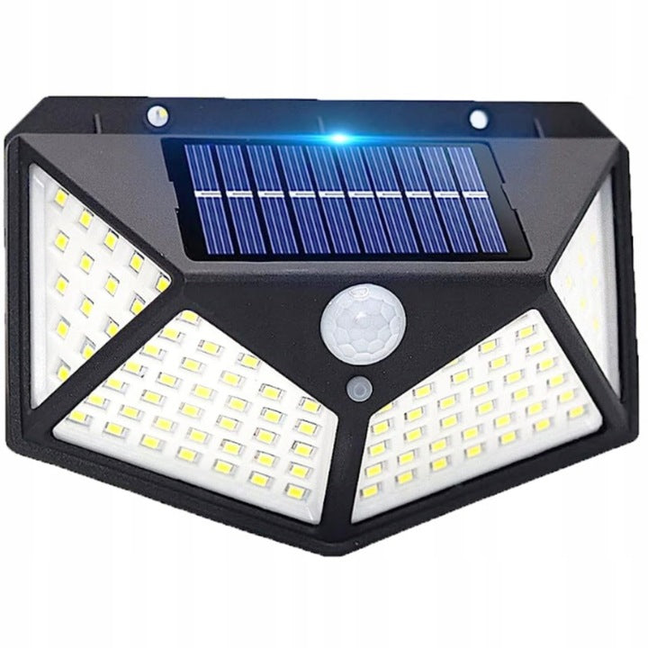 Lampa Solarna 100 Led Z Czujnikiem Zmierzchu Ruchu Elewacyjna Naścienna