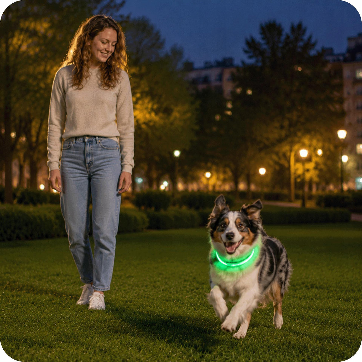 ŚWIECĄCA OBROŻA DLA PSA ZIELONA LED USB 3 TRYBY ŚWIECENIA REGULOWANA NEON