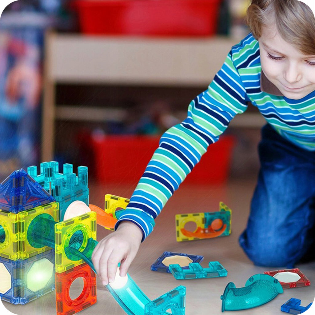 Klocki Magnetyczne Świecące Konstrukcyjne Edukacyjne Dla Dzieci Tor 75elem