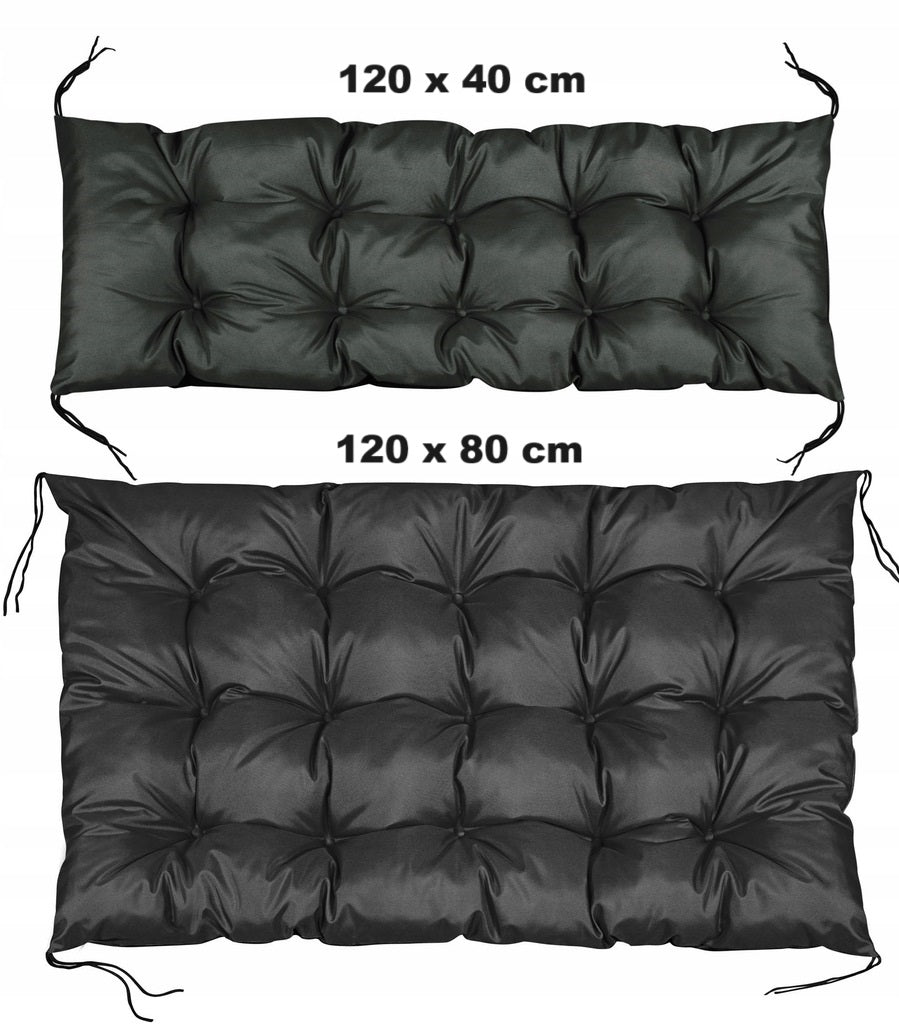 Zestaw Poduszka ogrodowa 120/80 cm + 120/40 cm na ławkę palety wodoodporna czarna