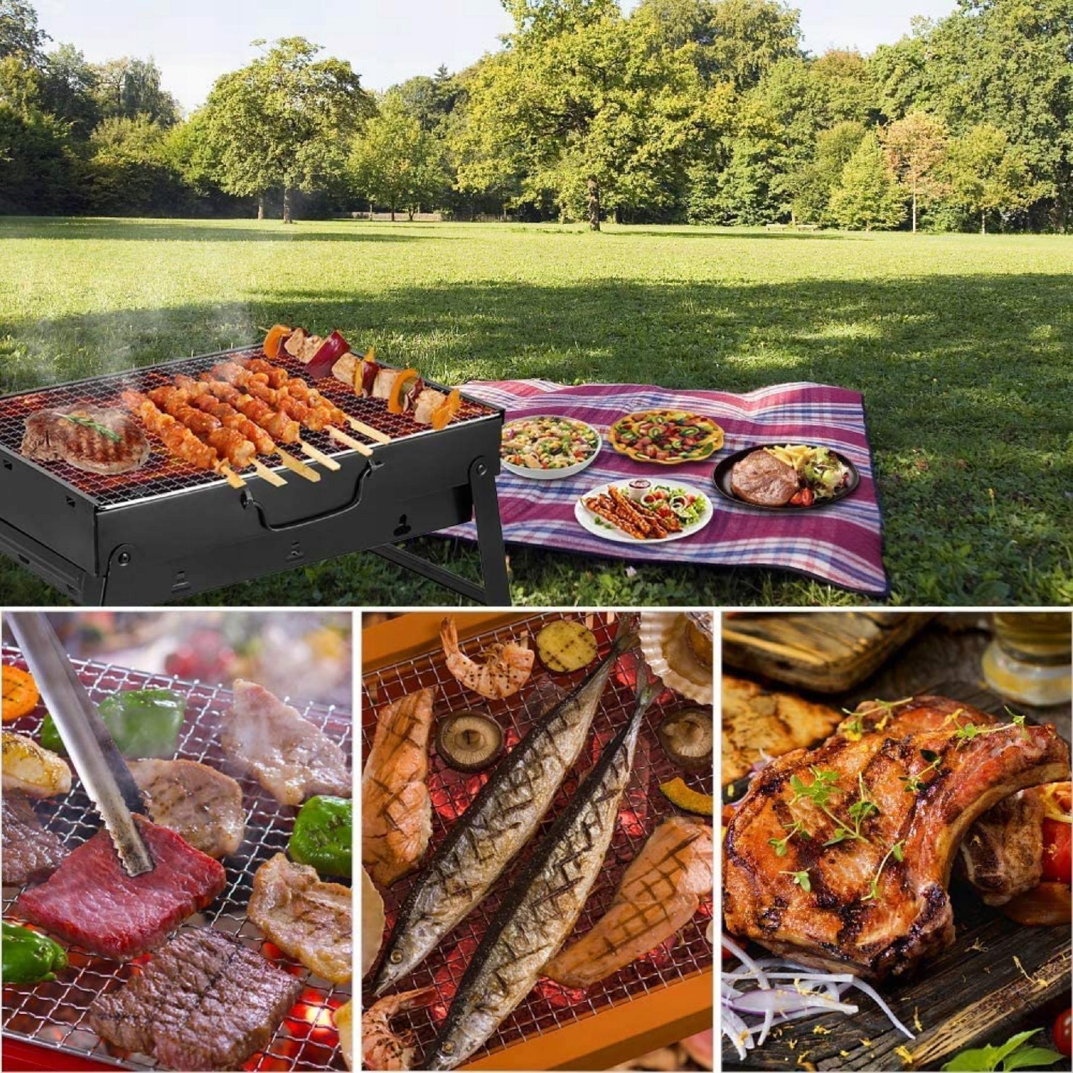 GRILL TURYSTYCZNY PRZENOŚNY WĘGLOWY SKŁADANY BBQ KEMPINGOWY WALIZKA GRIL