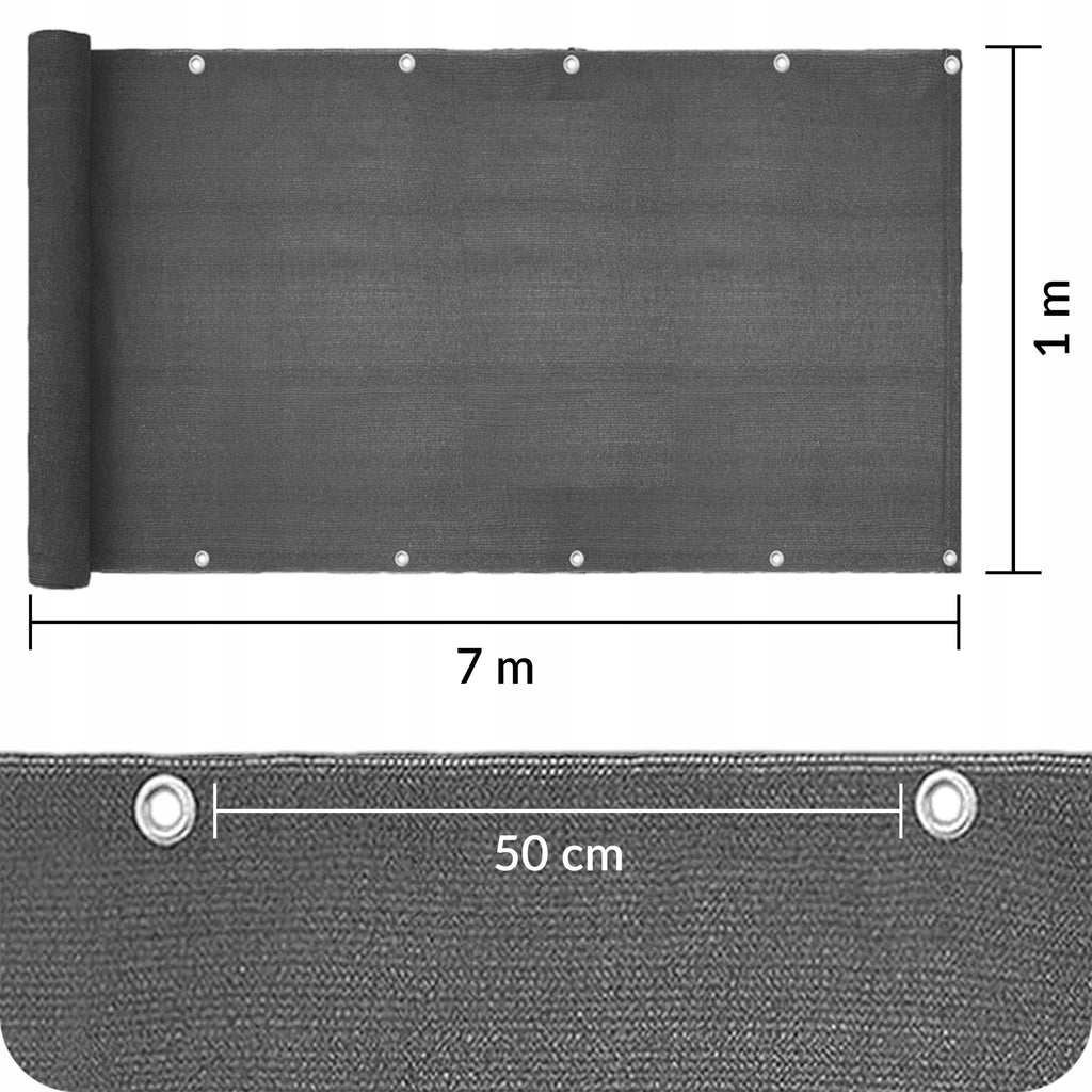 OSŁONA NA BALKON BALKONOWA TARAS SIATKA PRZECIWSŁONECZNA UV 95% 180g 1x7 m