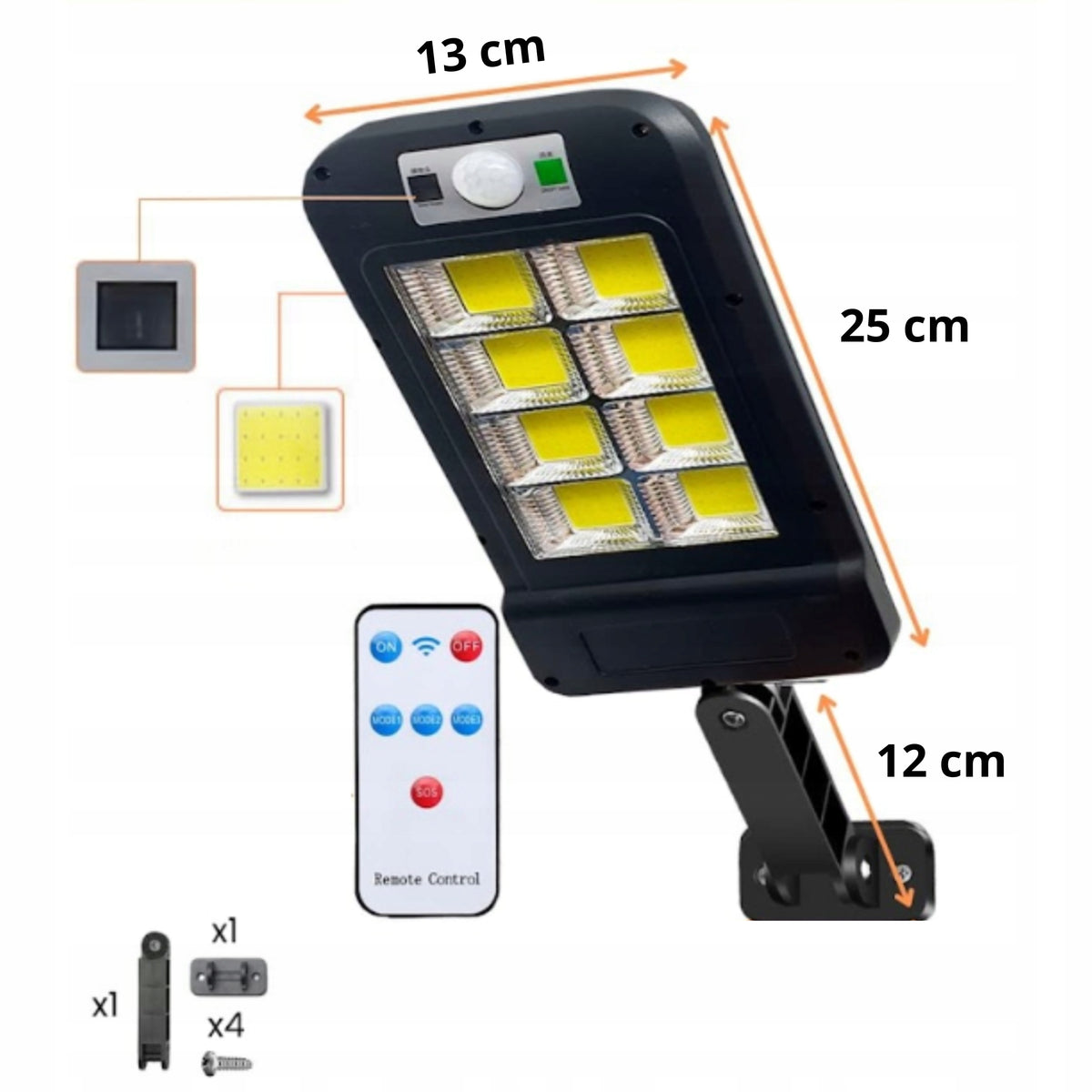 Lampa Solarna Led Z Czujnikiem Ruchu I Zmierzchu Zewnętrzna + Pilot