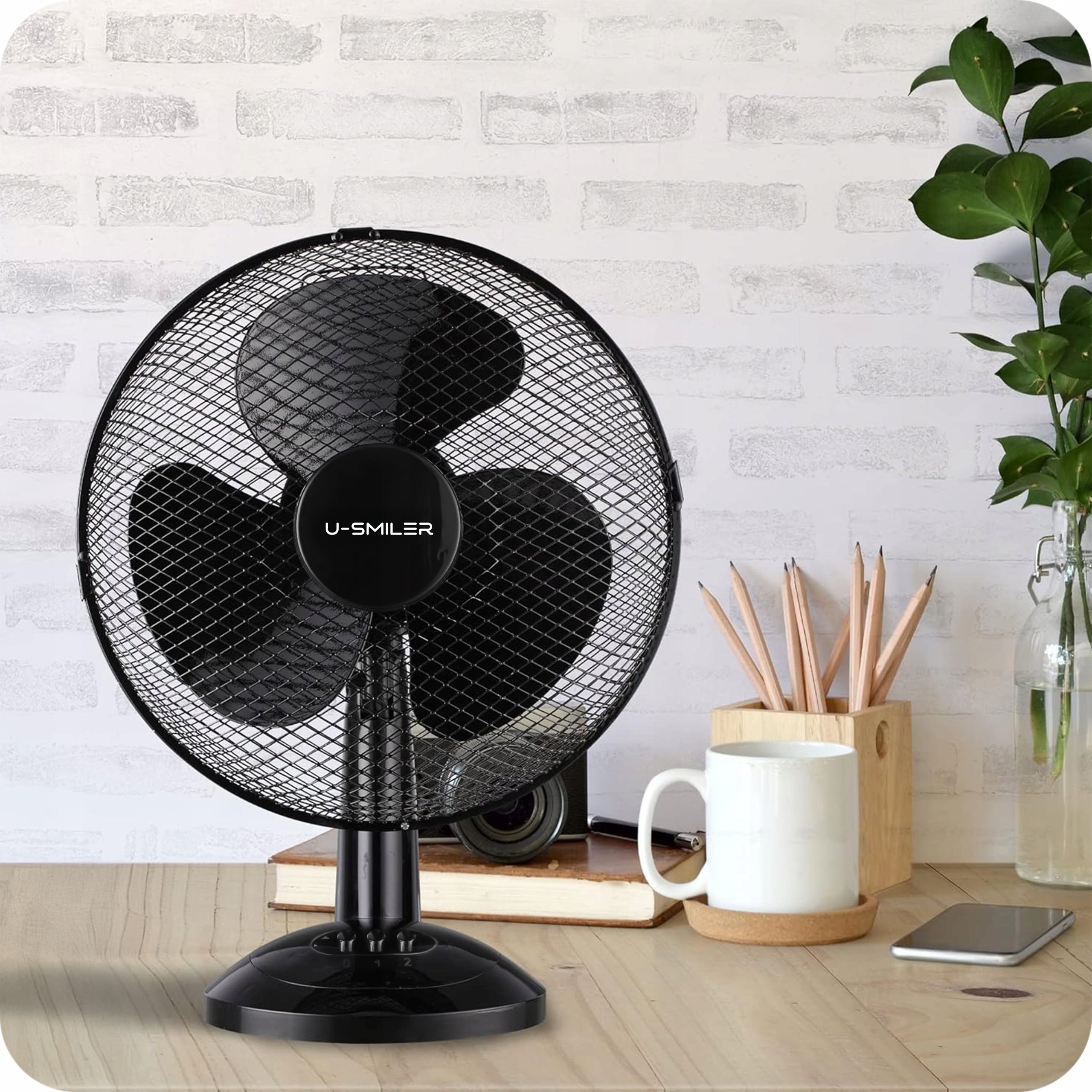 Wentylator Wiatrak Biurkowy Stołowy Stojący Oscylacja 3 Łopatki Cichy Mocny