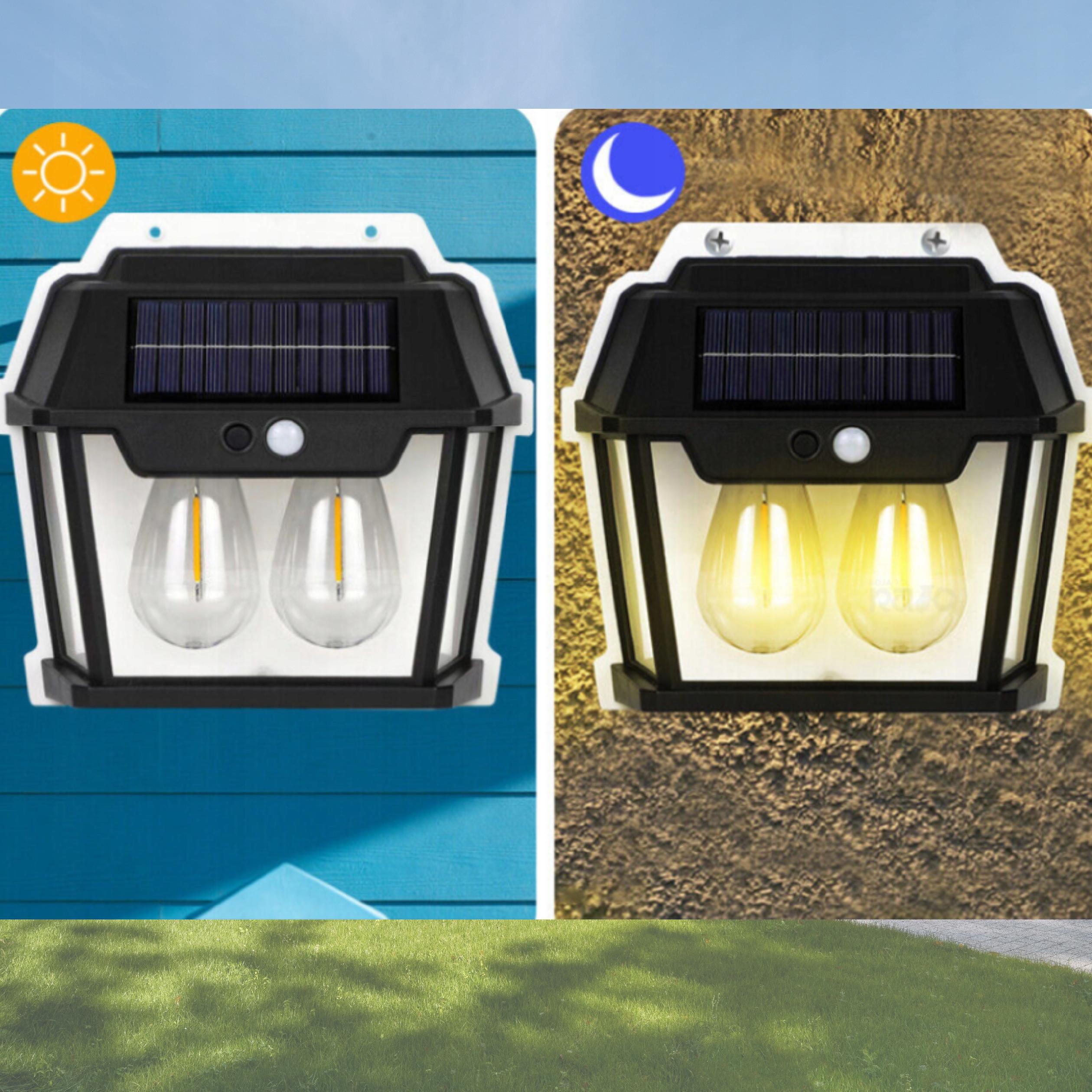 Lampa Solarna Latarnia Z Czujnikiem Zmierzchu Ruchu Elewacyjna Kinkiet