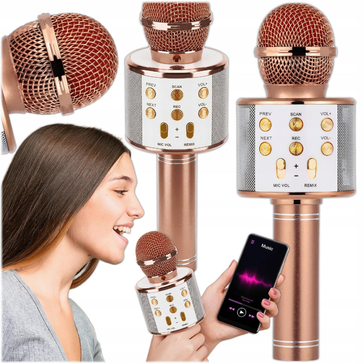 MIKROFON BEZPRZEWODOWY DLA DZIECI KARAOKE Z GŁOŚNIKIEM BLUETOOTH USB MIX