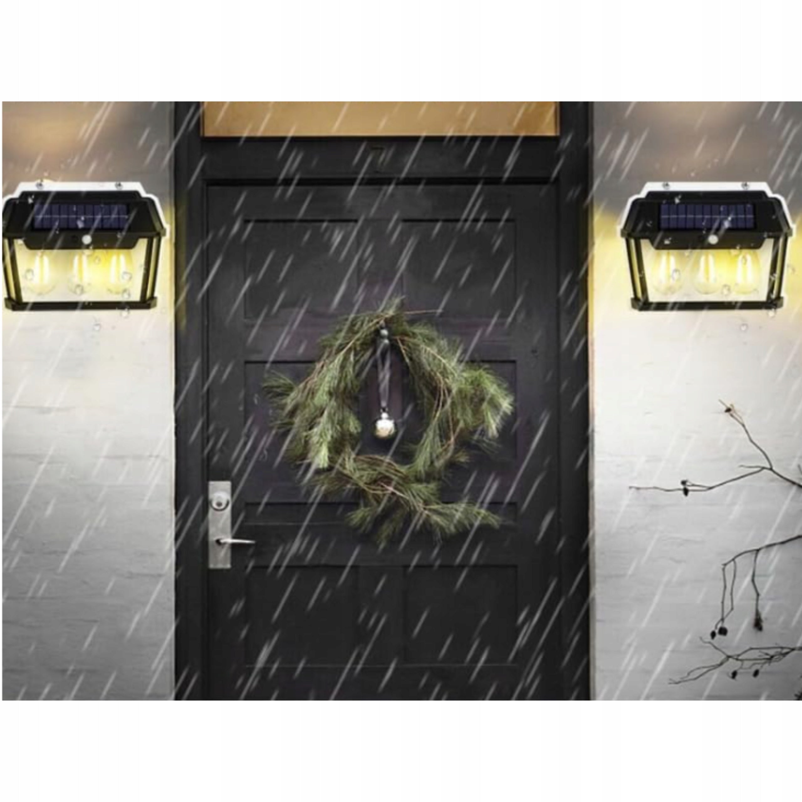 Lampa Solarna Latarnia Z Czujnikiem Zmierzchu Ruchu Elewacyjna Kinkiet 38W