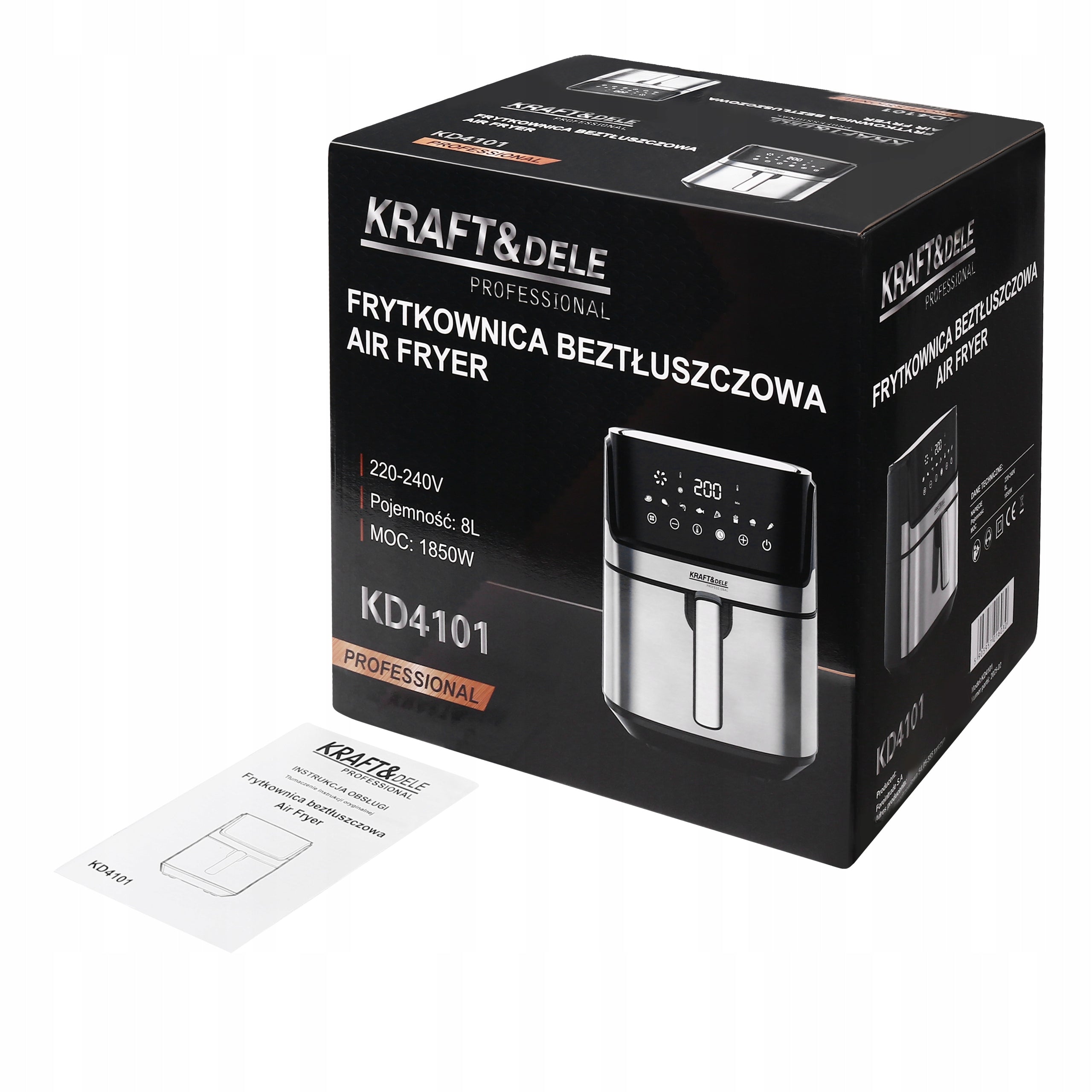 FRYTKOWNICA BEZTŁUSZCZOWA AIRFRYER 8L NIEPRZYWIERAJĄCA KRAFT 12 PROGRAMÓW