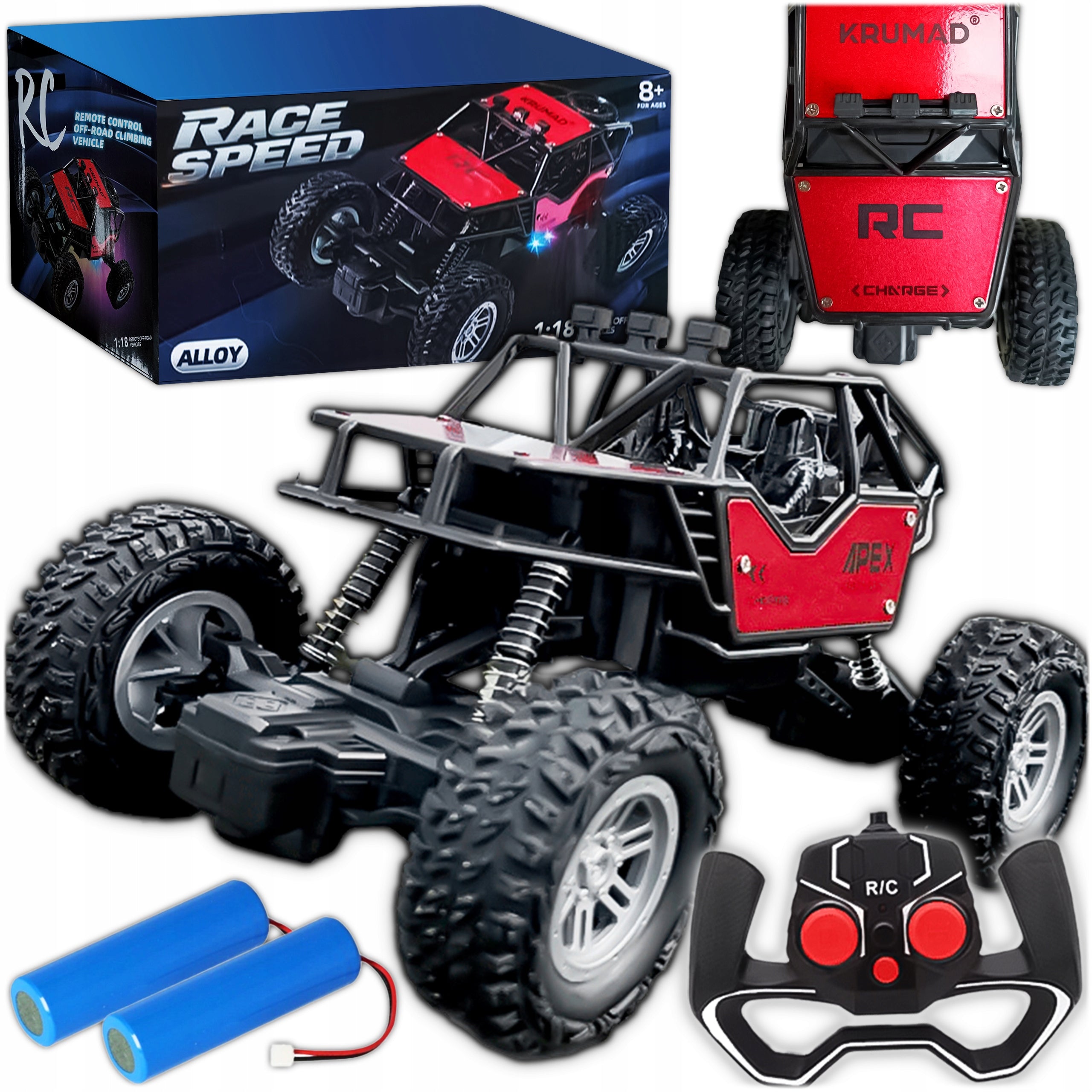 SAMOCHÓD ZDALNIE STEROWANY AUTO RC TERENOWY PILOT DUŻY + 2 AKUMULATORY 1:18