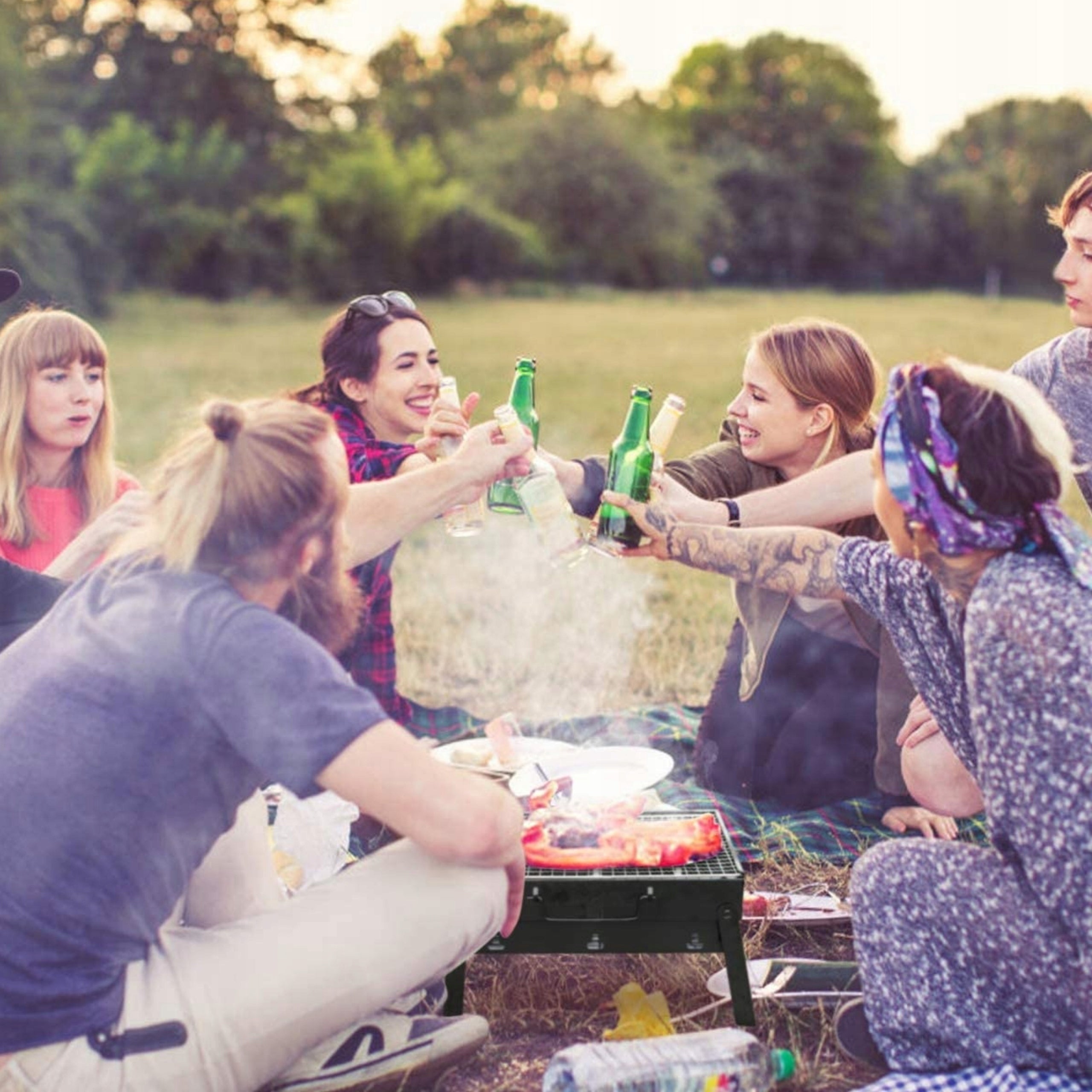 GRILL TURYSTYCZNY PRZENOŚNY WĘGLOWY SKŁADANY BBQ KEMPINGOWY WALIZKA GRIL