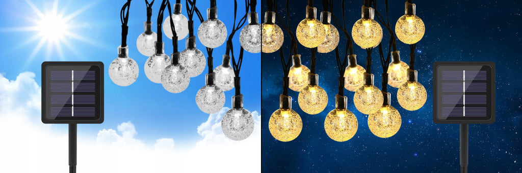 GIRLANDA SOLARNA OGRODOWA LAMPKI LED 50 ŻARÓWEK