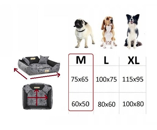 Legowisko dla psa kojec KINGDOG 75x65 cm personalizowane wodoodporne kości srebrne