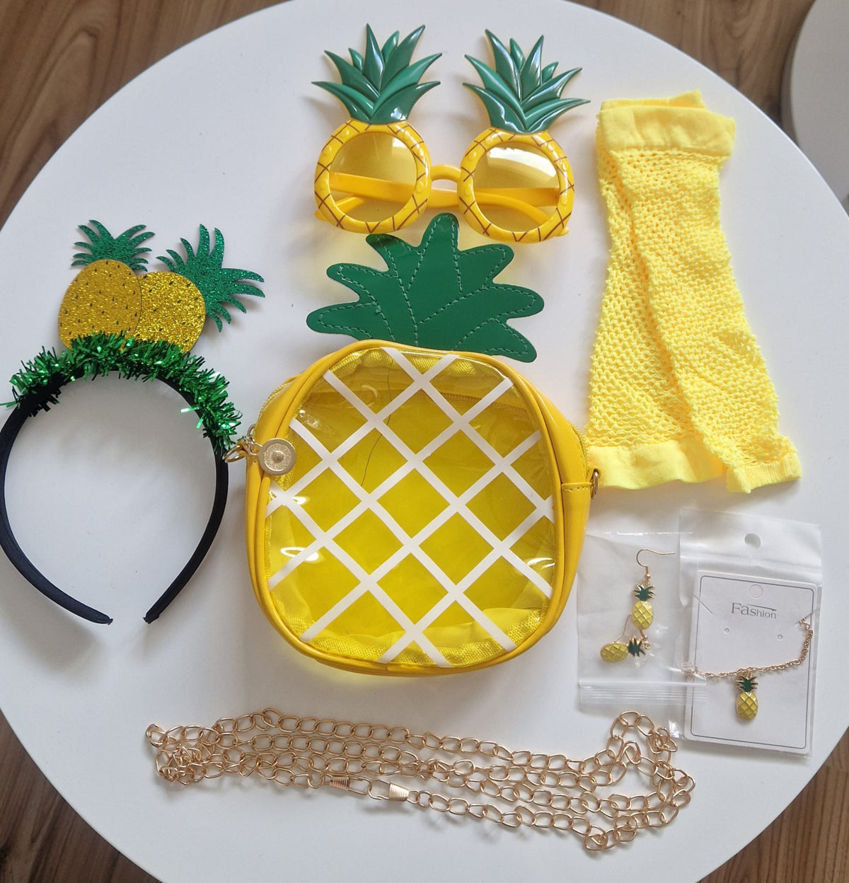 Zestaw Ananas dla dziewczynki – torebka, okulary, opaska, biżuteria i dodatki