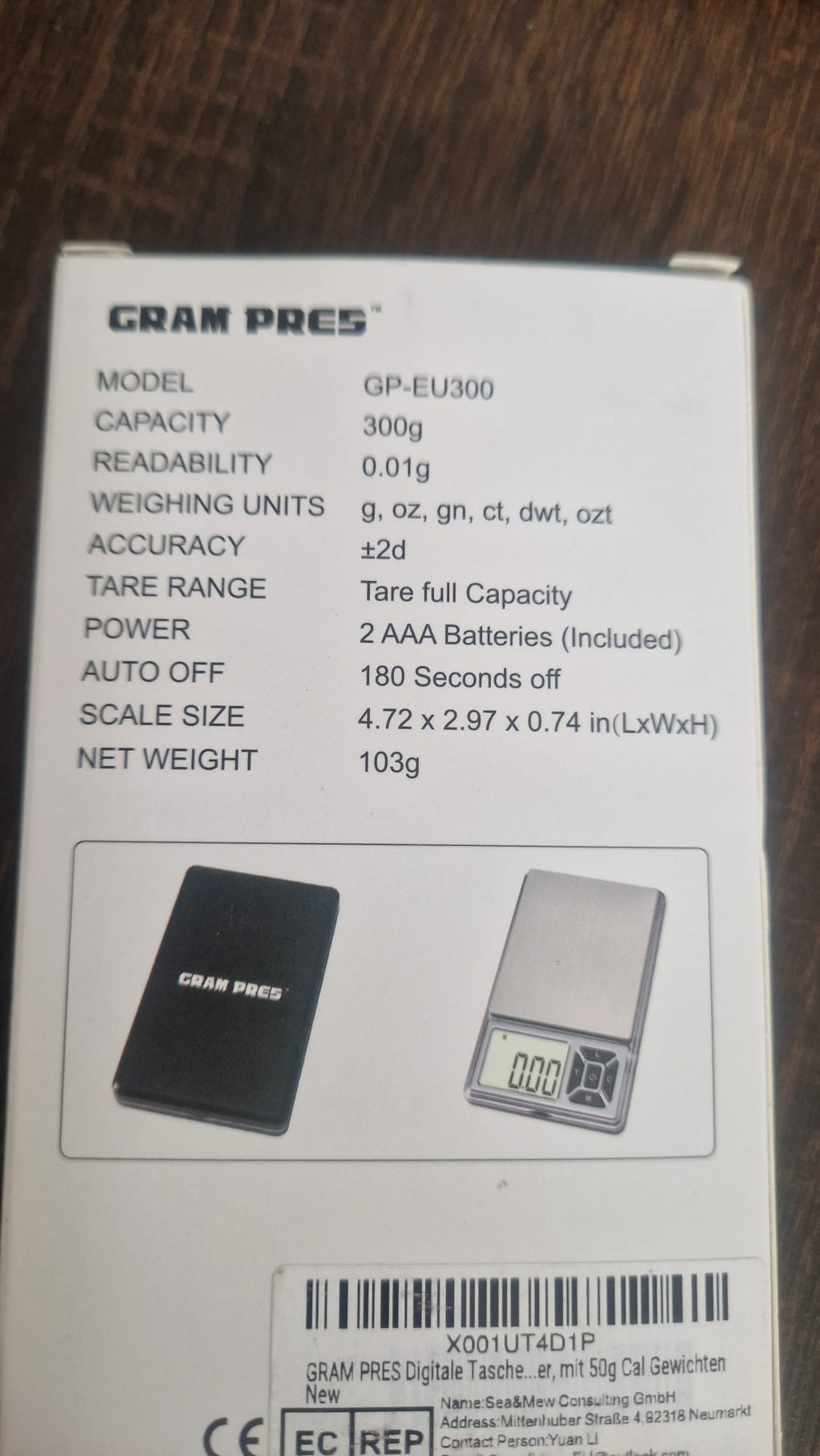 Precyzyjna Waga kieszonkowa gram Pres GP-EU300 Wersja bez odważnika)