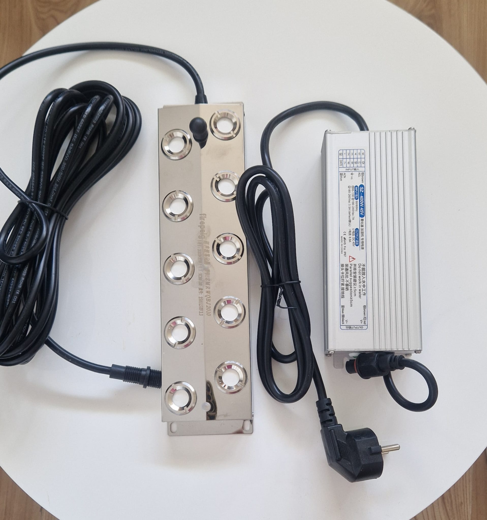 Ultradźwiękowy generator mgły 10 głowic + zasilacz 400 W – NOWY