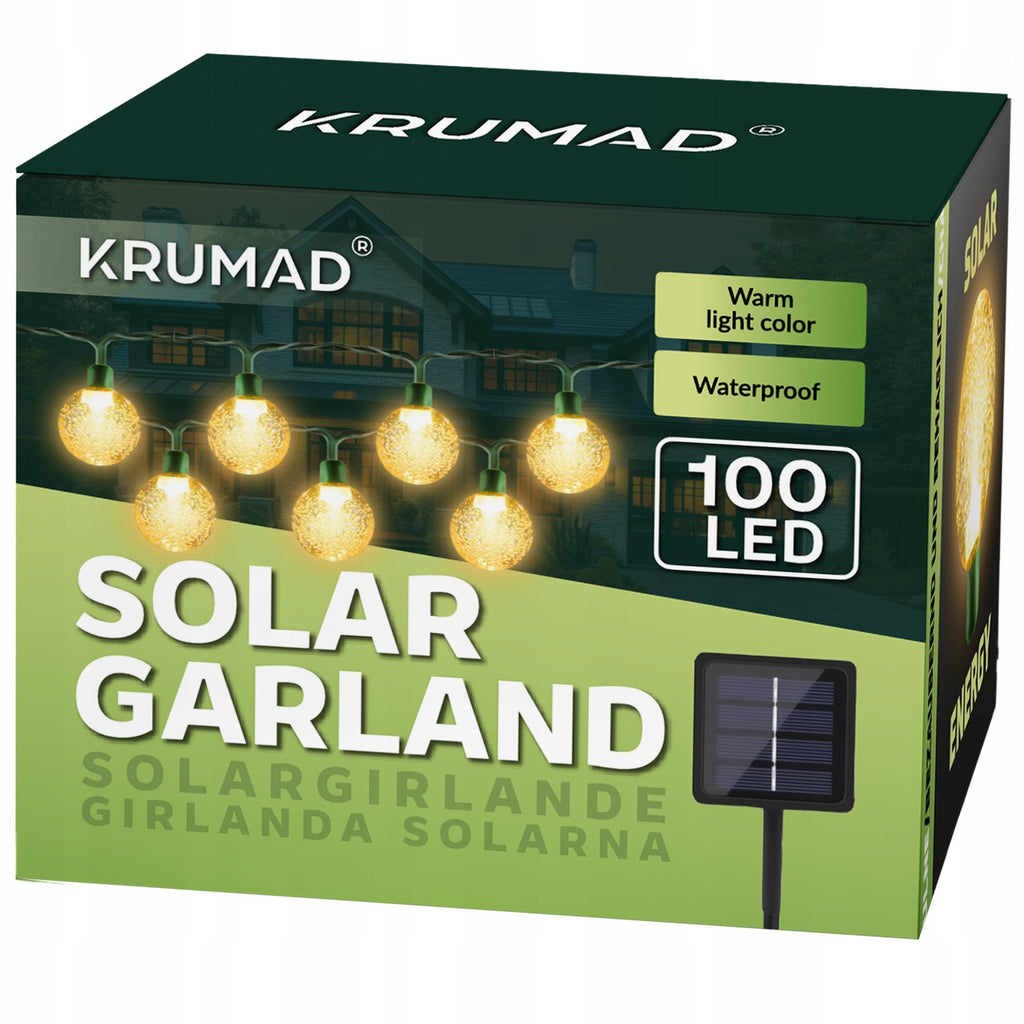 Girlanda Solarna Ogrodowa Lampki Solarne 100 x Żarówka LED na Balkon 14 m